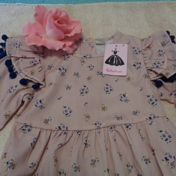 SHISHI FANG EDWARDIAN BABY GIRL OR DOLL PINK OUTFIT W POMPOMS SIZE 90 - Picture 7 of 8
